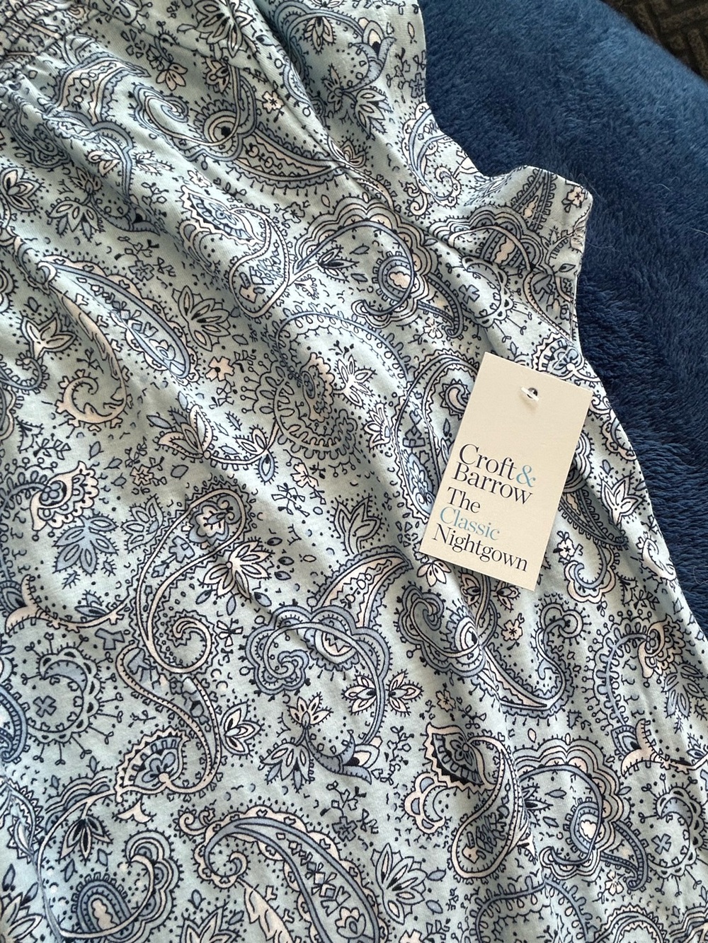 Croft & Barrows Nite Gown Sleep Shirt Paisley Blue SZ XXL NWT Pajamas Cottagecor - Picture 11 of 12